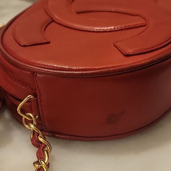 Chanel Red Leather CrossBody Round Oval Mini Small Camera Tassel Bag Purse VTG - Picture 16 of 16